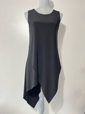 Joseph Ribkoff Black Sleeveless Asymmetrical Tunic Dress Stretch Polyester Sz 4